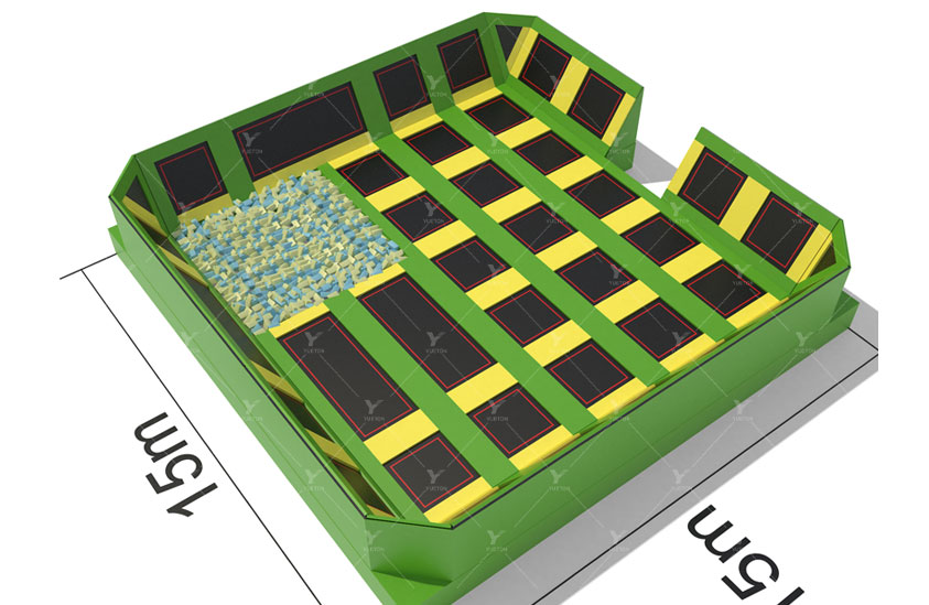 Big Yellow Green Slope Trampoline Park 5BT-19